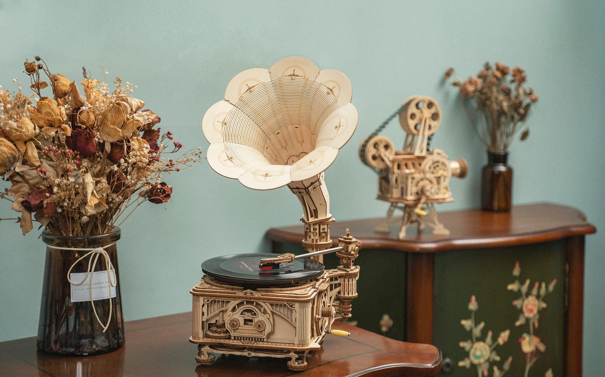 Robotime Classical Gramophone (Elektrisch Model) LKB01D - Image 7