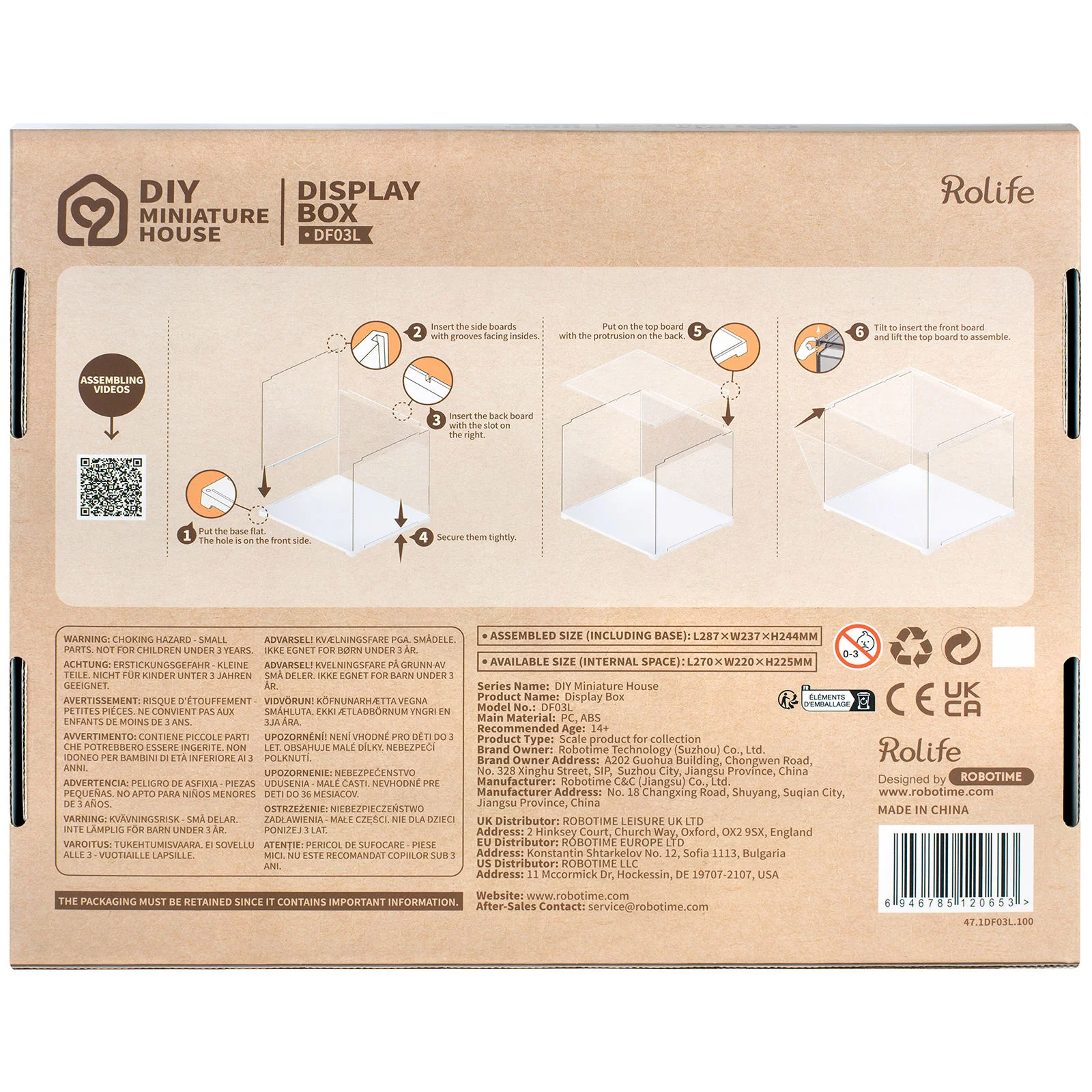 Robotime Dust Cover / Display Case (binnenmaten L:270mm*B:220mm*H:225mm) DF03L - Image 3