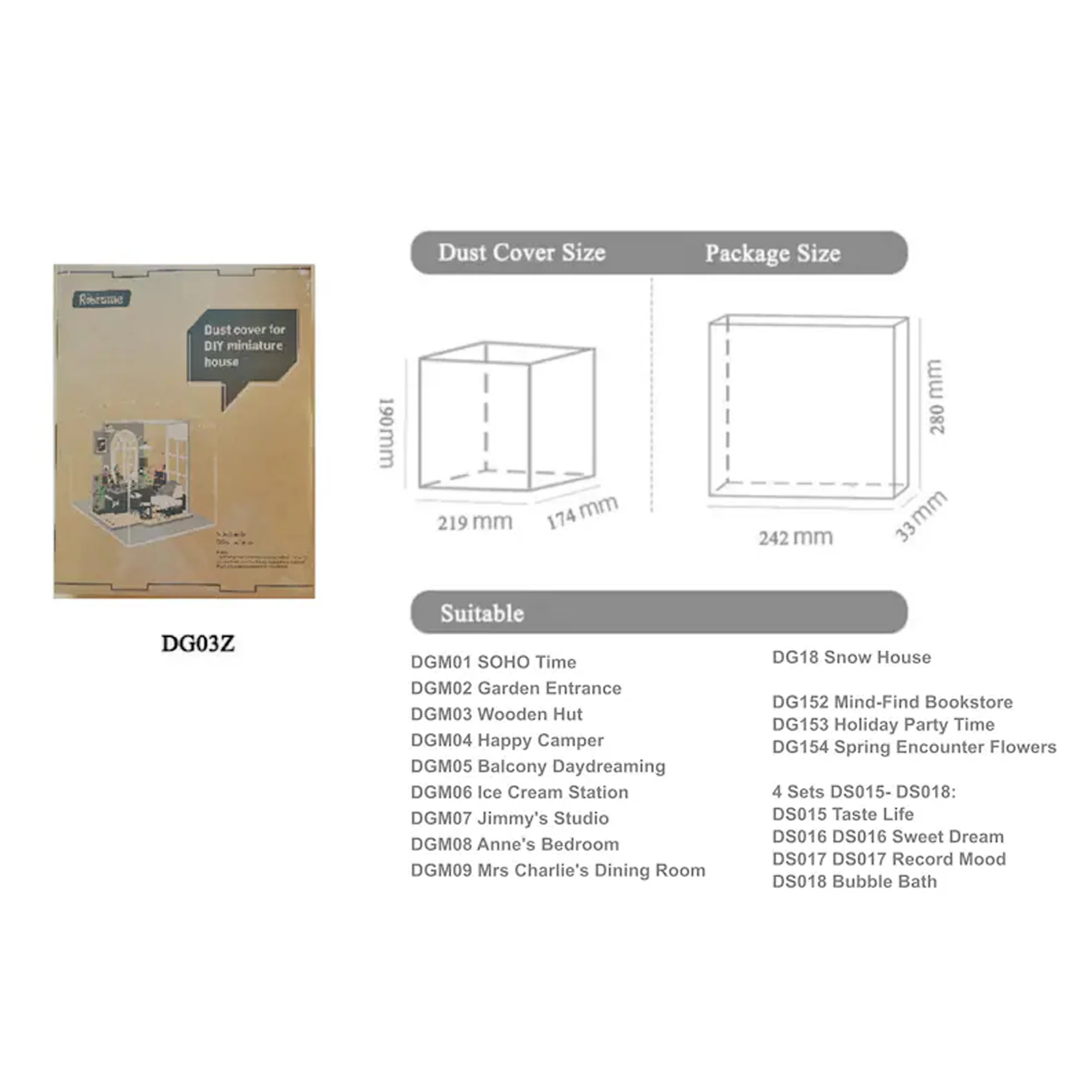 Robotime Dust Cover / Display Case (L219*B174*H190mm) DG03Z - Image 3