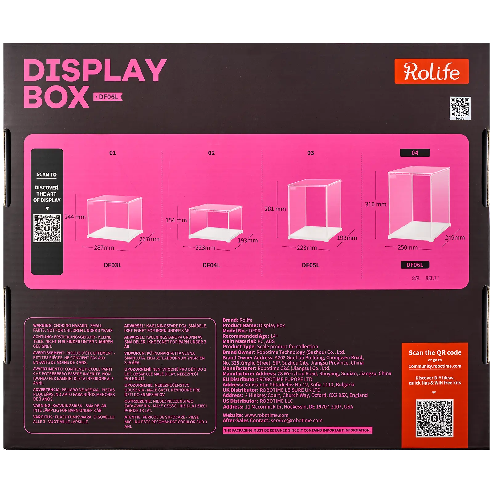Robotime Dust Cover / Display Case Portrait L (binnenmaten L:230mm*B:230mm*H:292mm) DF06L - Image 3