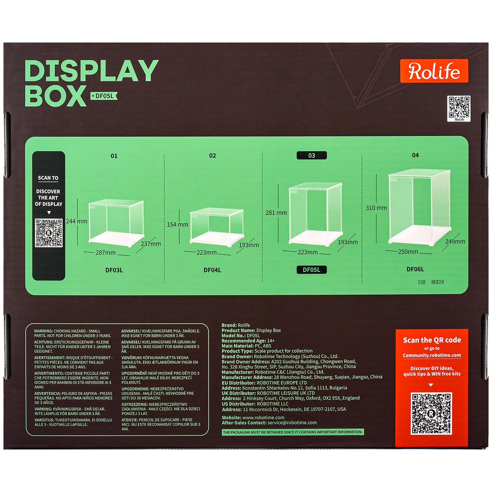 Robotime Dust Cover / Display Case Portrait M (binnenmaten L:205mm*B:177mm*H:264mm) DF05L - Image 3
