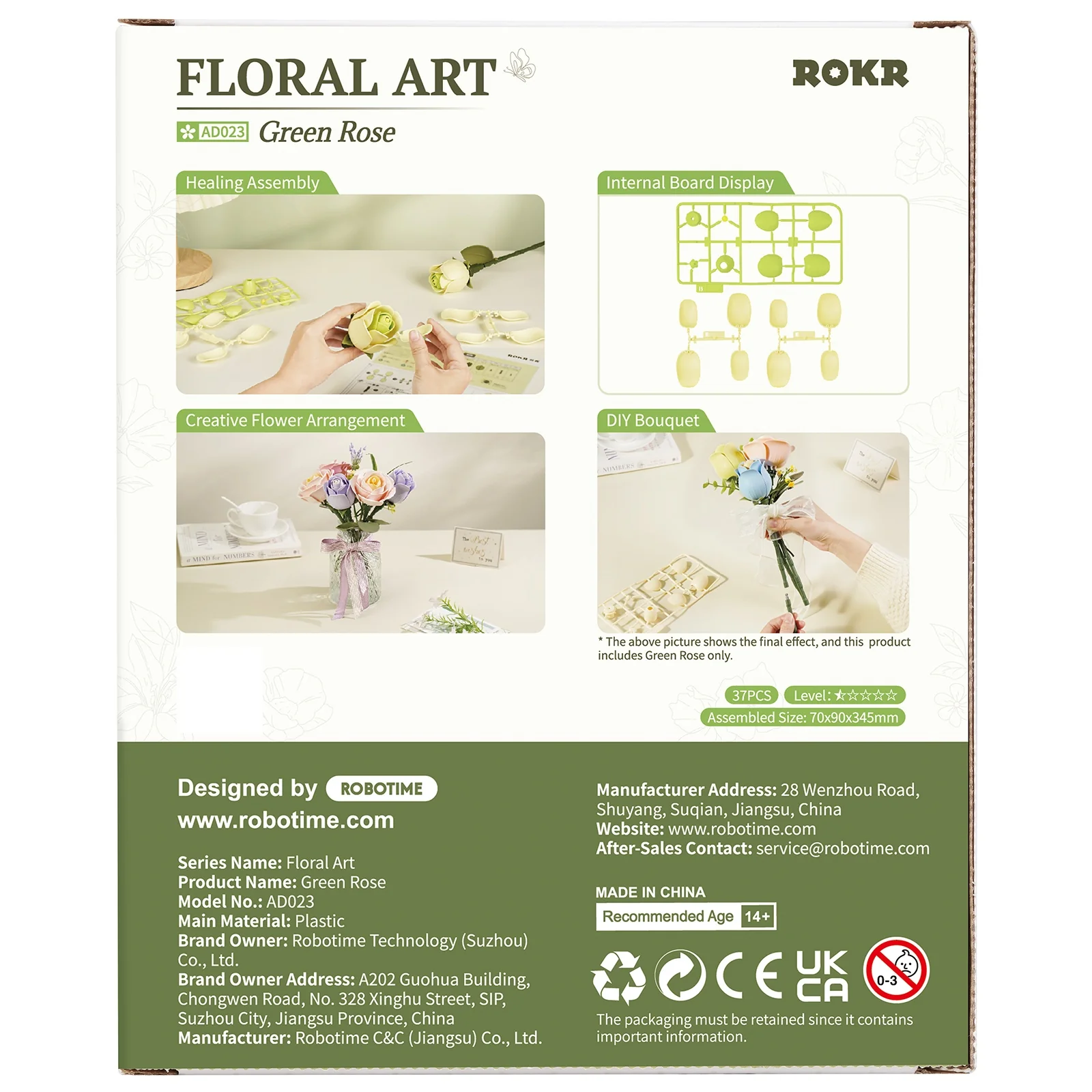 Robotime Green Rose AD023 - Image 3