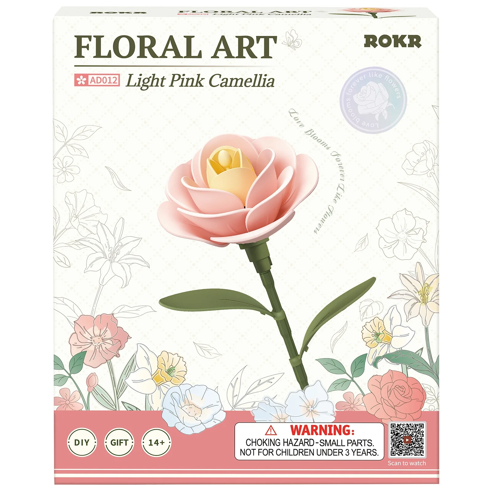 Robotime Light Pink Camellia AD012 - Image 2