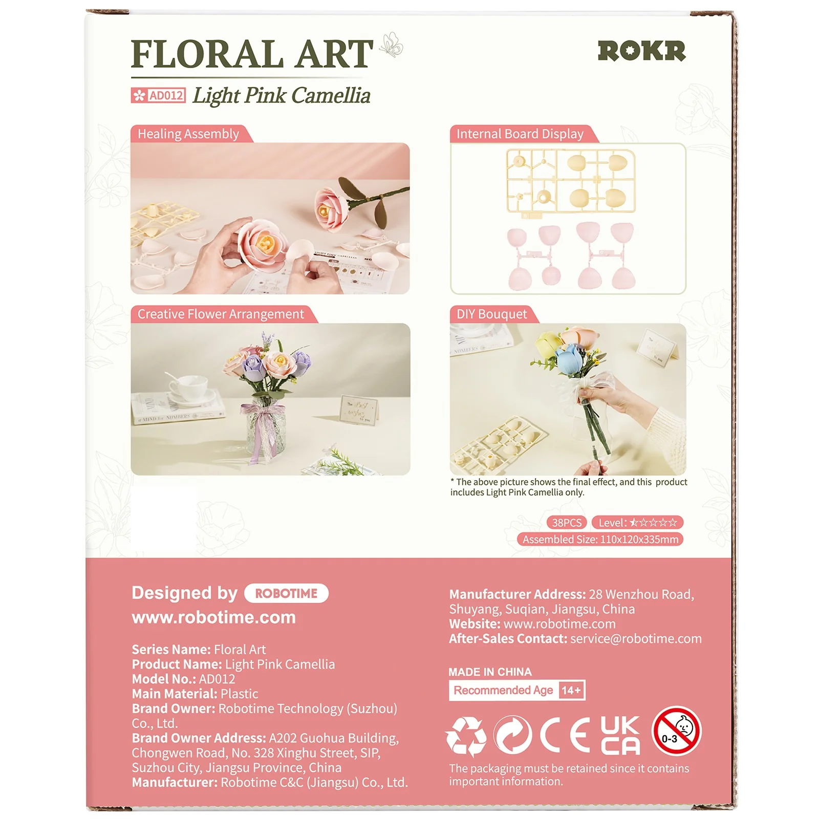 Robotime Light Pink Camellia AD012 - Image 3
