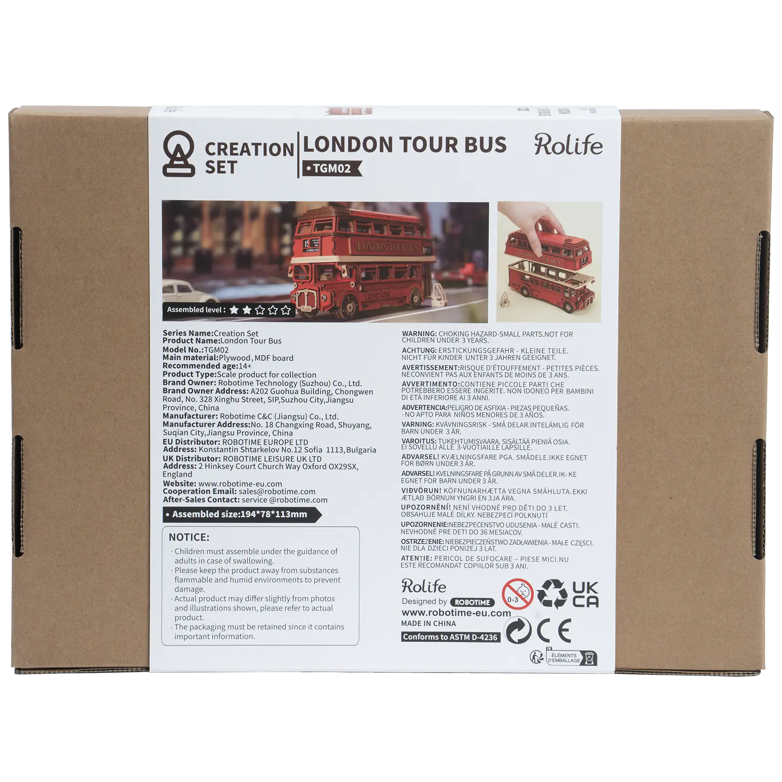 Robotime London Tour Bus TGM02 - Image 3