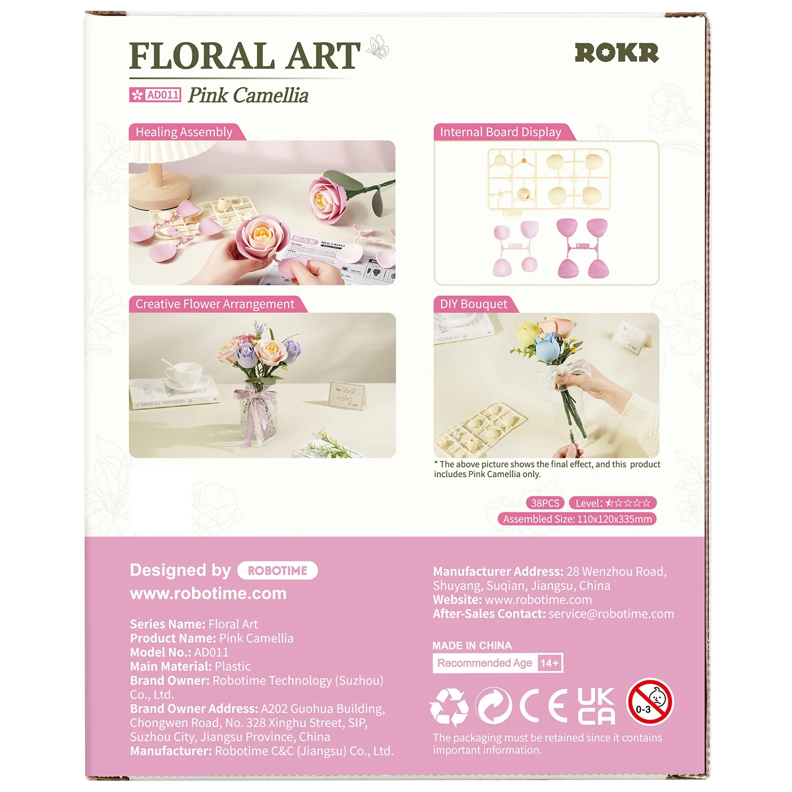 Robotime Pink Camellia AD011 - Image 3