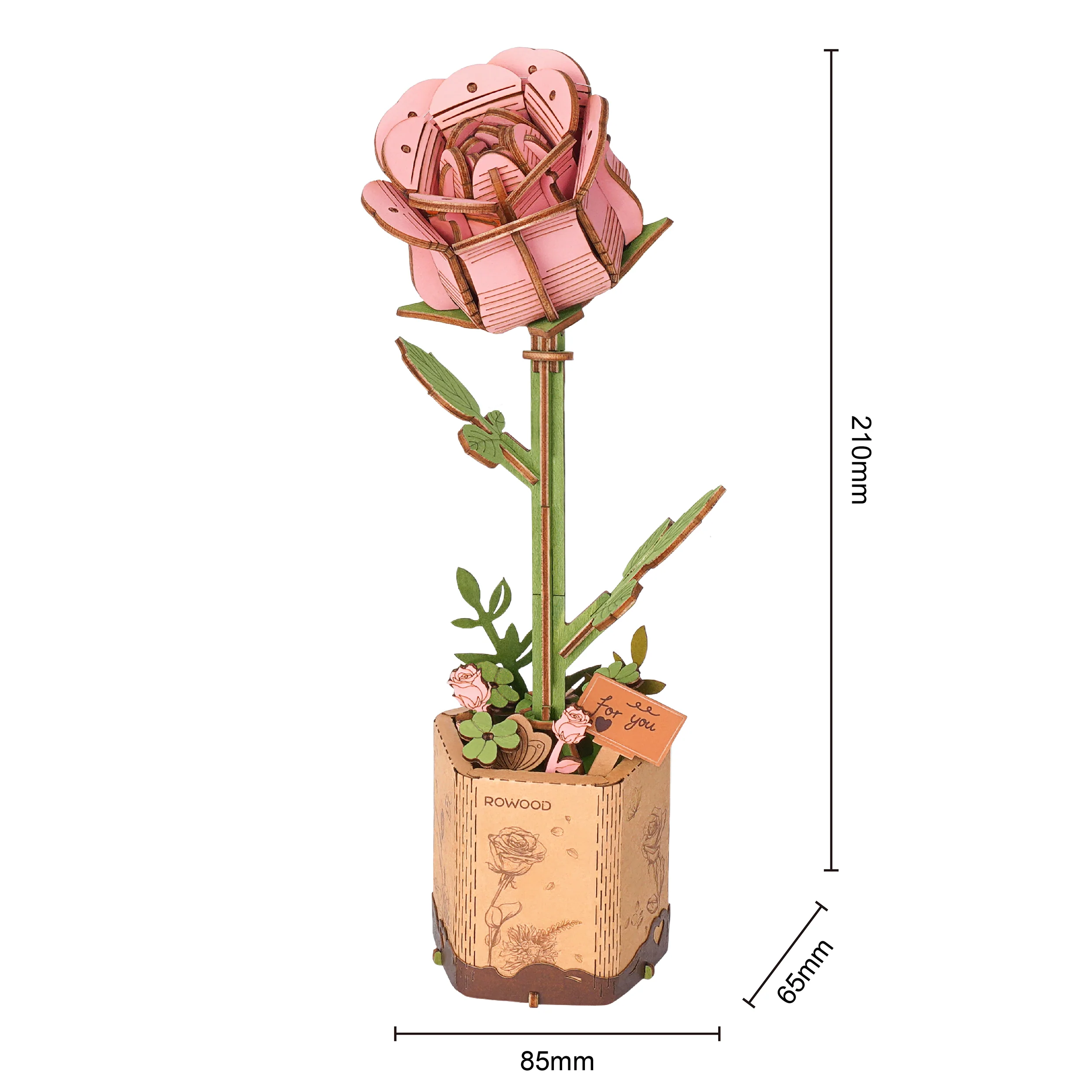 Robotime Pink Rose / Roze Roos TW041 - Image 5