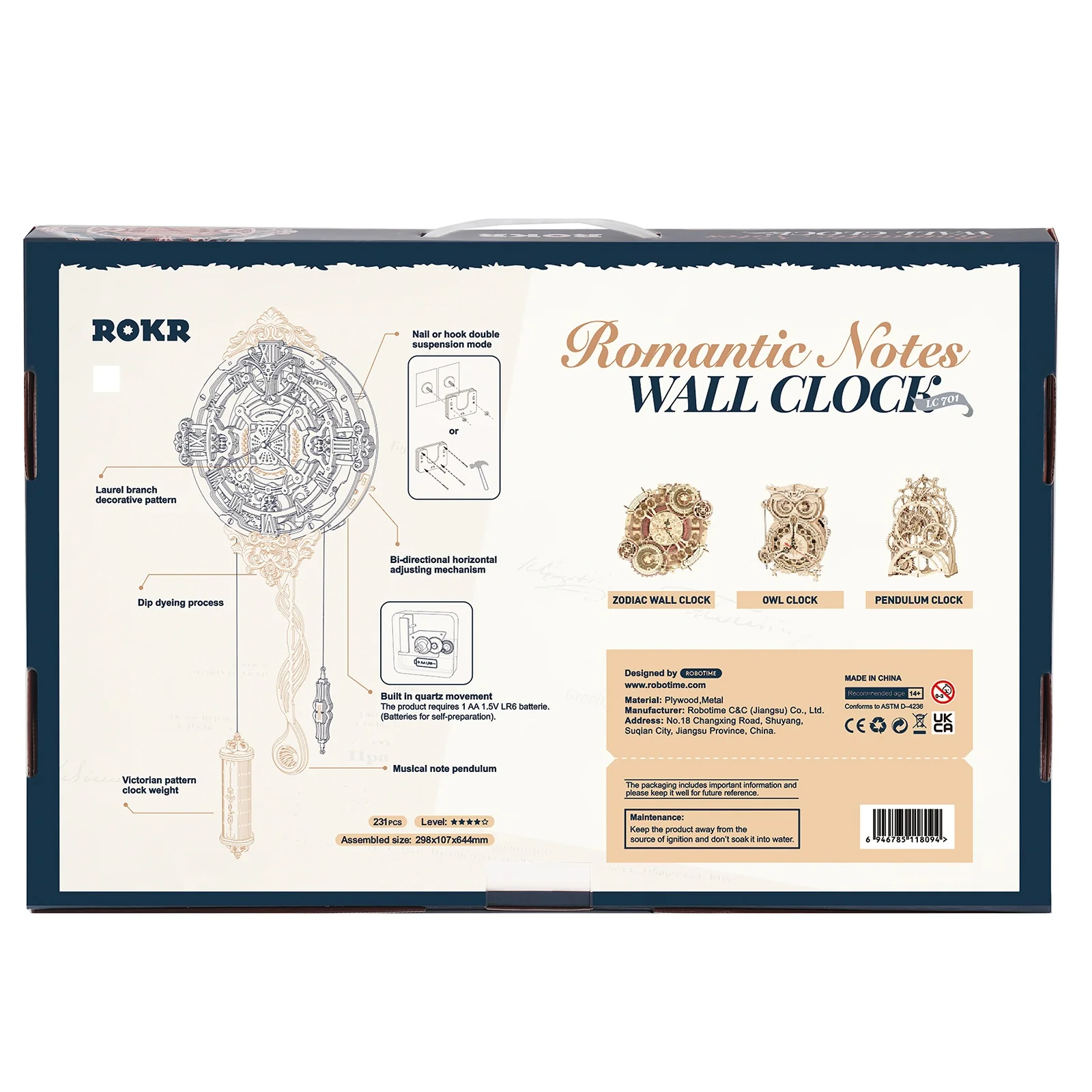 Robotime Romantic Notes Wall Clock LC701 - Image 3