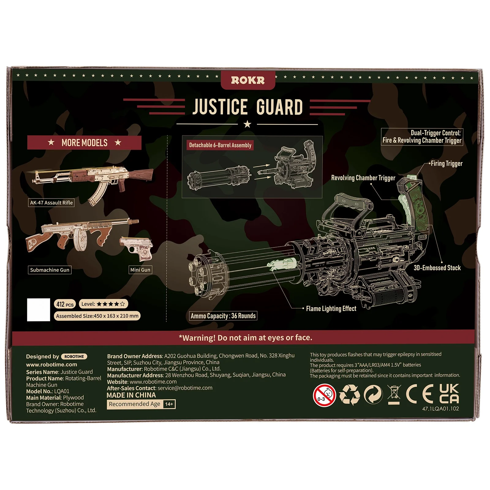 Robotime Rotating-Barrel Machine Gun LQA01 - Image 3