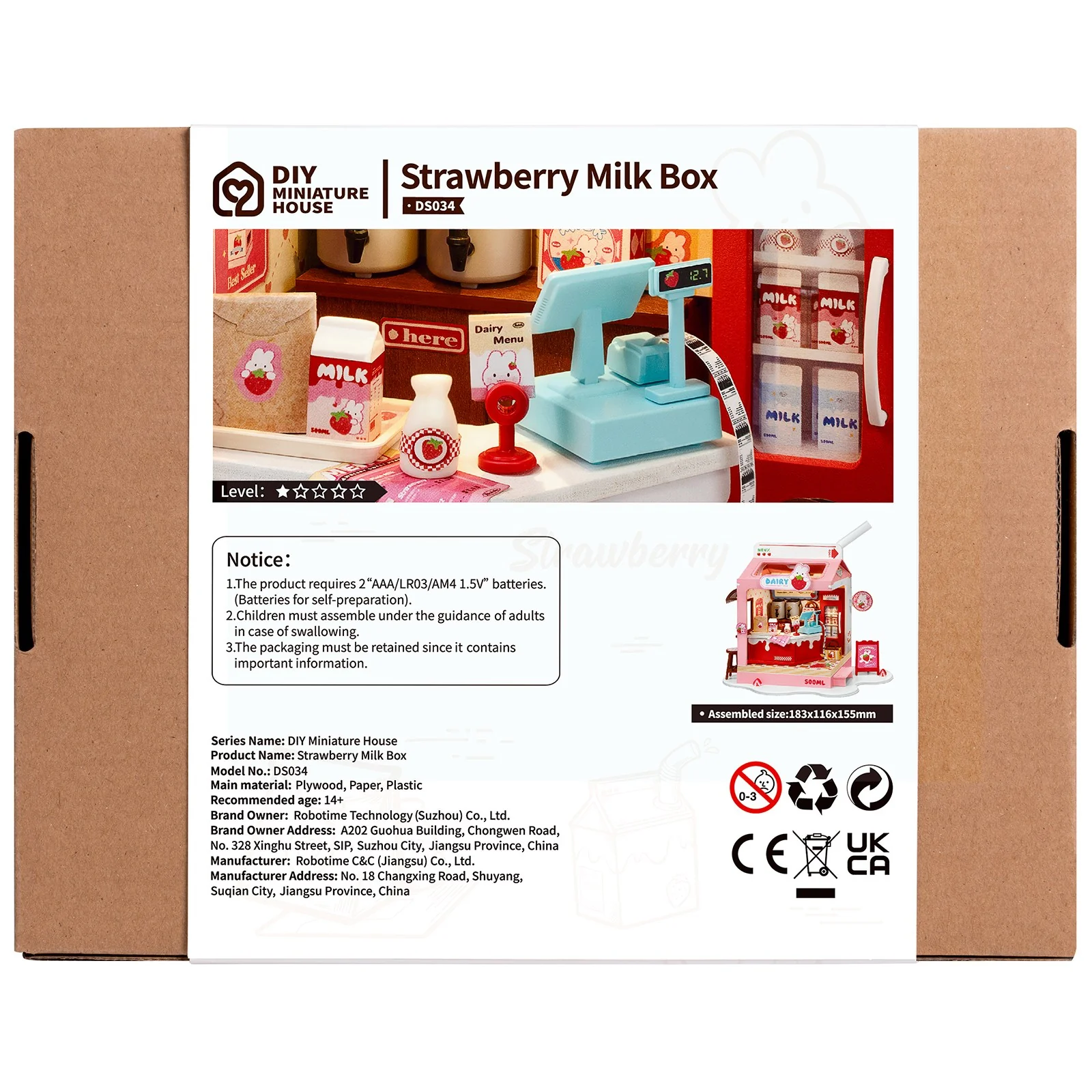 Robotime Strawberry Milk Box DS034 - Image 3
