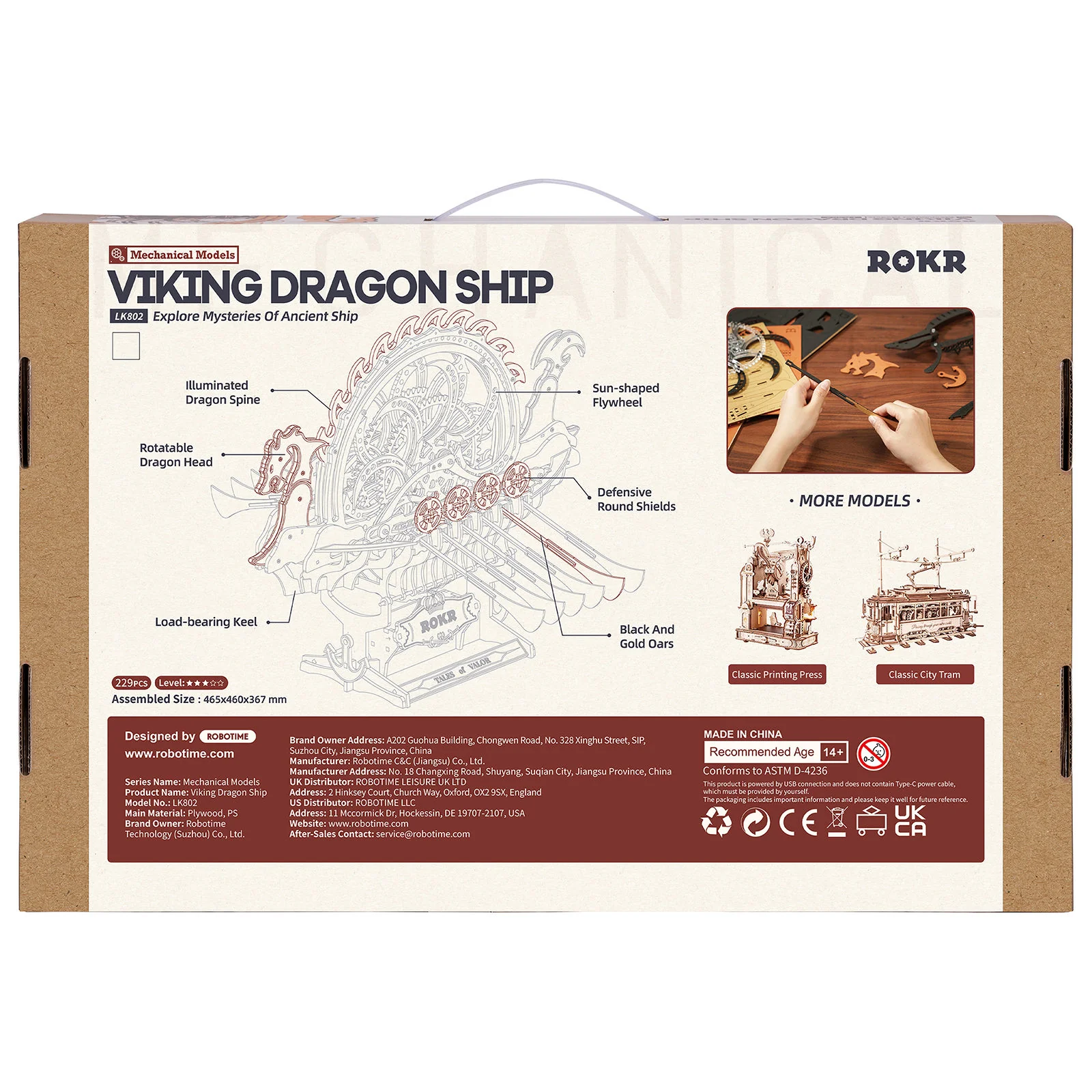 Robotime Viking Dragon Ship LK802 - Image 3