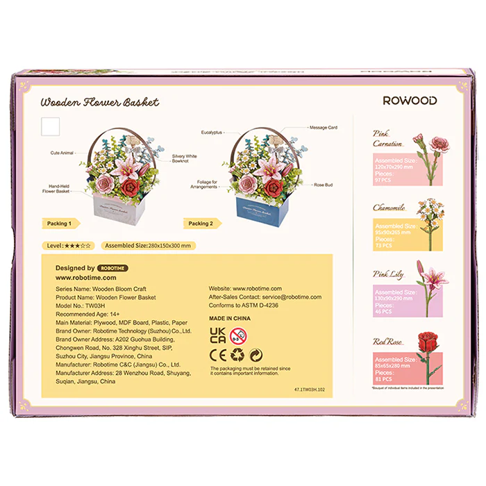 Robotime Wooden Flower Basket TW03H - Image 3